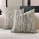Striped Throw Pillow Covers 20x20 Set of 2 Green Textured Boucle Chic Morden Boho Accent Farmhouse Decorative Chenille Pillow Covers for Home Decor Bed Sofa Living Room