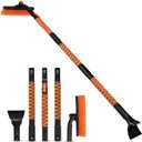 EcoNour 63" Extendable Snow Brush & Ice Scraper with 360 Pivoting Head | Telescopic Aluminum Handle | Extra Long Snow Brush for Car Windshield, Roof & SUVs | Heavy Duty Ice Scraper for Trucks