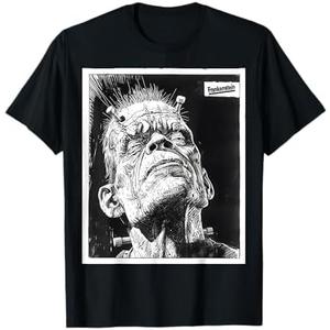 Frankenstein Retro Horror Vintage Halloween Costume T-Shirt, Small, Black, Size Large