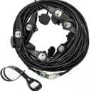 50FT Multiple Power Extension Cord Black,7 Evenly-Spaced Inline Outlet, LED Indicator.16 Gauge 13Amp 1625Watts,Weatherproof Ideal for Outdoor Landscaping Lighting,Holiday Decoration ETL Listed