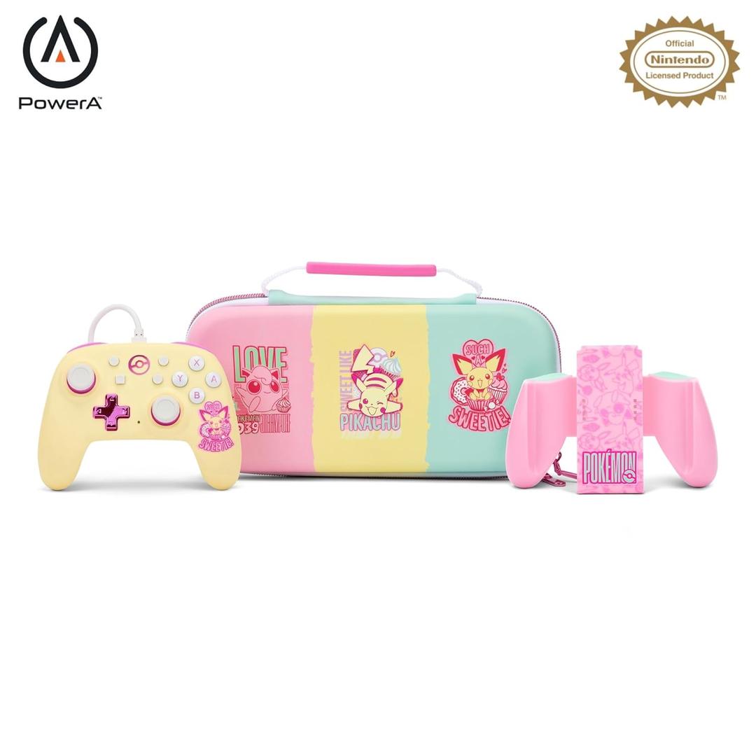 PowerA Nano Wired Controller with Comfort Grip - Pokemon: Sweet Assortment, Protection Case for Nintendo Switch Systems, OLED Model, Lite, Mini Controller, Official Accessory