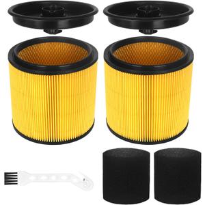 2 Pack VCFS Filters Replacement for Vacmaster 5 to 20 Gallon and Hart Shop Vacuum 5 to 17 Gallon Replace Part VCFS VWM510 VFB511B 0201 with 2 Foam Sleeve and 1 Brush