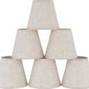 Ruiever 6pack Small Lampshades Clip On Bulb Fabric Lamp shade Bottom 5.9''x Top 3.54''xH 5.12'' for Chandeliers Wall Ceiling Table and Floor Lamps Beige Linen Color Eyes Protected Appearance