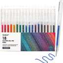 Grabie Glitter Gel Pens, 18 Colors Glitter Gel Pens Set, Retractable Sparkle Gel Ink Pens for Coloring Books, Journaling, Drawing, Scrapbooking & DIY Crafts, Smooth Writing Art Pens for Creative Work