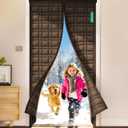 Thermal Door Curtain, Fit Size up to 36 x 80 Inches, Magnetic Insulated Door Curtains for Doorway/Front/Back/Basement, Oxford Cover with Thick Cotton to Keep Warm Winter, Brown, Rectangle