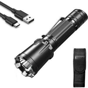 klarus XT11GT Pro 3300 Lumens USB C Rechargeable Tactical Flashlight, 1345 Feet Beam Distance, Instant Reaction Dual Tail Switches, Tactical + Outdoor Settings, with 4000mAh Battery, Holster