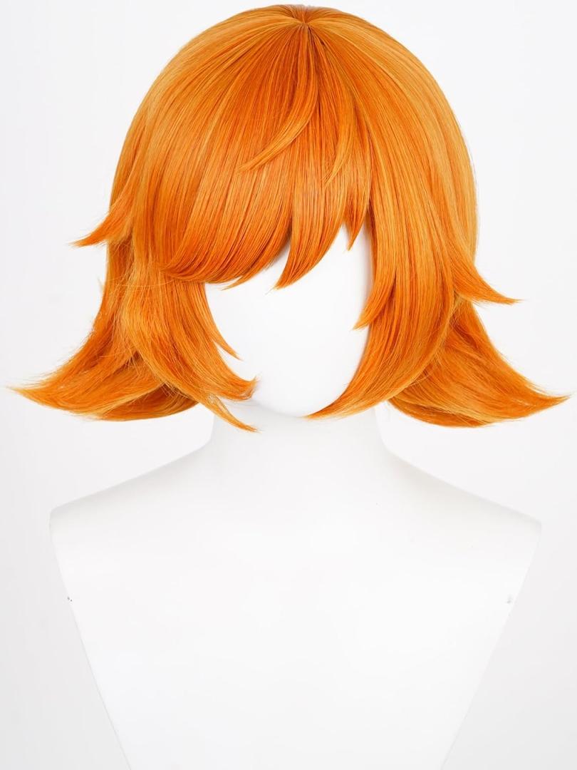 Short Orange Squirrel Cosplay Wig Ginger Layered Anime Wigs with Bangs for Women Halloween Party