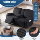 TAOCOCO Reclining Loveseat with Middle Console Slipcover, 4 Piece Polyester Fabric Stretch Loveseat Reclining Sofa Covers (Black, 2 Seat Recliner Cover with Console)
