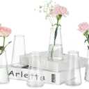 Hewory Glass Bud Vases for Centerpieces: Small Clear Modern Flower Vase Set of 6, Minimalist Cute Mini Decorative Bulk Vases for Wedding Birthday Bridal Shower Party Events Dining Room Table Decor