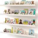 Shario Nursery Book Shelves, 4-Pack White Floating Shelves for Wall Kids, Scalloped Shelves, Wall Book Shelves for Bedroom Kids, Toddler Room, Baby Room, Nursery Decor (White, 36 Inches)