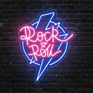 Guitar Rock and Roll Neon Sign, Live Music LED Neon Light for Wall Decor Light Up Sign for Bedroom Music Studio Rec Room Bar Party Decor Birthday Gift USB Powered(14.6"  11.6")