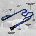 Joytale Tactical Dog Leash Heavy Duty, 4-6FT Shock Absorbing Bungee Lead with 2 Padded Handle, Metal Carabiner Clip, Car Seatbelt, Strong No Pull Leash for Medium Large X-Large Dogs, Navy Blue