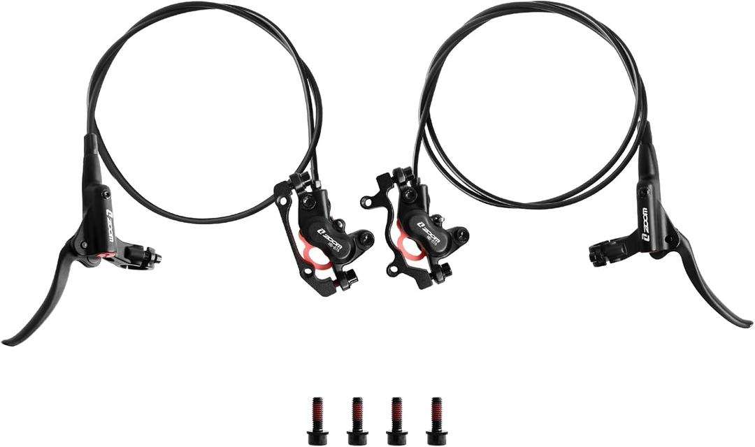 Z00M HB876 4-Pistons Hydraulic Disc Brake Set, MTB Hydraulic Brakes Left Front 850mm Right Rear 1450mm Bicycle Hydraulic Brake Kit for eBike, Mountain Bike, Road Bike, Fat Bike (Pre-Bled)