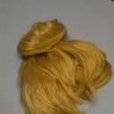 ANOGOL Hair Cap+ Women Short Gold Wig with Buns Straight Cosplay Costume Wig for Halloween Party Hair Gold Blonde Christmas Wig (1 Count (Pack of 1))