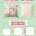 Easter Pillow Covers 18x18 set of 4,Vintage Decorative Eggs Bunny Throw Pillow Covers Retro Linen Pillowcases, Spring Holiday Home Decor Farmhouse Sofa Cushion Living Room Bedroom Happy Easter Gifts