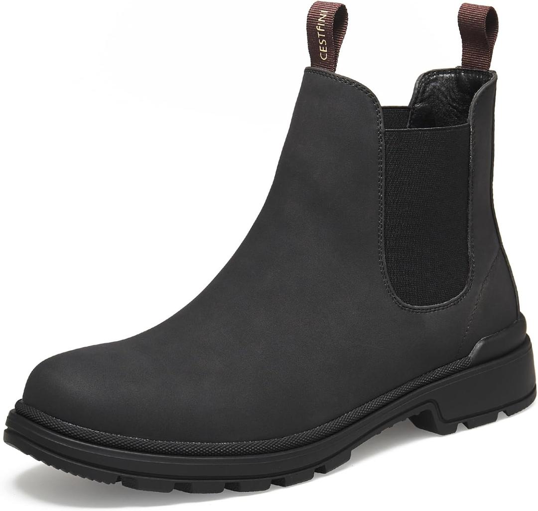 Cestfini Mens Slip On Chelsea Boots (7.5, Black)
