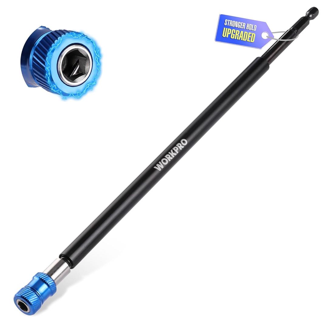WORKPRO Drill Bit Extension, 12" Magnetic Drill Screwdriver Bit Holder Extender with Aluminum Sleeve, 1/4 Inch Hex Quick Release Bit Holder for Drill