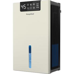 Dehumidifier, 98OZ Dehumidifiers for Home(1000sq.ft), Humidity Display Dehumidifier for Basement Bathroom Bedroom, Auto Shut Off, Washable Filter, Drain Hose, Timer, 7 Ambient Lights, Khaki