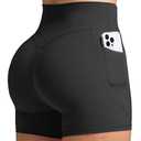 Olmlmt Biker Shorts Women with Pockets High Waisted Spandex Workout Shorts for Yoga Gym Running (Black, M)