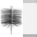 Wire Chimney Cleaning Brush with 1/4 Npt Fitting, Long Tent Wood Burning Stove Pipe Cleaning Brush with 12 Flexible Rods and 6'' Brush Heads for Hearth Fireplace