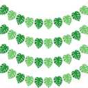 Sumind 4 Pieces Tropical Leaf Garland Banners Hawaiian Luau Garlands Decorations Glitter Palm Sunday Leaf Banners for Birthday Summer Beach Supplies