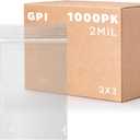 GPI - 1000 Count, 2" x 3" Clear Plastic Resealable Zip Bags, Bulk 2 Mil, Strong & Durable Poly Baggies with Resealable Zip Top Lock for Travel, Storage, Packaging & Shipping