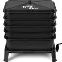 Bltezeit 5-Tray Worm Composter, 53QT Worm Compost Bin Indoor & Outdoor, Worm Farm Kit for Vermicomposting Starter, Recycling Food Waste (Black)
