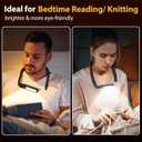 Neck Reading Light Book Lovers Gifts, Rechargeable 2000mAh 10-80Hrs Eye-friendly Wide Lamp Book Light, Birthday Mothers Day Gifts for Mom Wife Women Readers, Camping Knitting Crochet Accessories (Black)