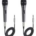 Cable Matters 2-Pack Cardioid Dynamic Vocal Microphones with 15 ft Cable, 6.35mm Wired Microphone for Singing/Singing Machine Karaoke Microphone