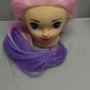 Mannequin Head with 26 inch Long Synthetic Fiber Colorful Hair Styling Training Head Manikin Cosmetology Doll Head Hairdressing Training Model for Cutting Braiding Practice and Free Clamp Holder (Pink Purple)