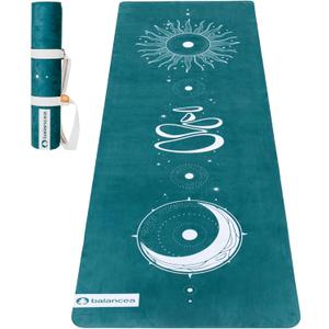 Yoga Mat With Strap 5mm Non Slip Suede & TPE - Eco-Friendly Fitness & Exercise Mat for Home Gym, Pilates, Hot Yoga, and Meditation - Lightweight Durable 72 x 24 inch Workout Mat for Women, Men (Green)