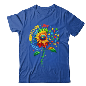Autism Awareness Sunflower Men Women kids Autism Sunflower T-Shirt (Women, Size Large, Blue)