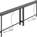 SUPERJARE 78.8 Inch Narrow Console Table with Outlet, Sofa Tables, Behind Couch Table, Long Entryway Tables with Charging Station, for Living Room, Black, 5.7''D x 78.7''W x 29.7''H