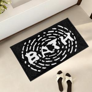 Black and White Non-Slip Bathroom Rug, Soft Absorbent Bath Mat, Machine Washable and Quick-Drying, Perfect for Bathtub, Bedroom, Shower, and Living Room, 20" x 32"