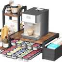 Homeiju Coffee Pod Holder Drawer for K-Cup, Nespresso Pods Holder with Side BasketK Cup Holder Holds 60 K-Cups & 10 Syrup Bottles, Sliding Storage Drawer and Countertop Storage