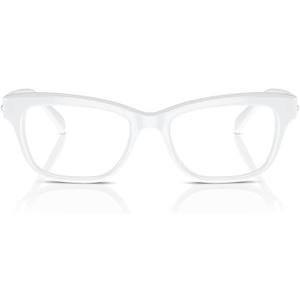 Swarovski Women's Sk2022f Low Bridge Fit Square Prescription Eyewear Frames (Opal White/Demo Lens)