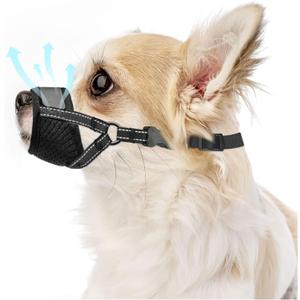 Dog Muzzle for Small Dogs - Soft Nylon Breathable Muzzle for Small Dog with Air Mesh | Adjustable Dogs Muzzles to Prevent Biting | Puppy Mussels for Grooming Barking Chewing Allows Panting Drinking Small