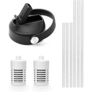 BUZIO Water Bottle Filter Replacement with Straw Lid and Straws (1 Count (Pack of 3))