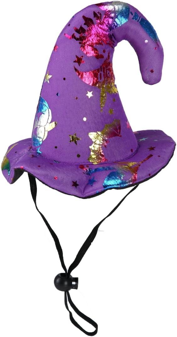 BinaryABC Halloween Pet Hat Witch Hat,Halloween Pet Costume,Cat Puppy Dog Halloween Party Costume Hat(Purple)