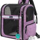 PetAmi Dog Backpack Carrier For Small Large Cat, Pet, Puppies, Ventilated Pet Hiking Backpack Travel Bag, Airline Approved Cat Backpack Carrier, Safety Back Support, Camping Biking, Max 18 lbs, Purple