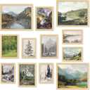 97 Decor Vintage Wall Decor - Rustic Wall Art, Rustic Gallery Wall Print, Vintage Art Prints, French Country Nature Landscape Painting, Moody Vintage Poster Picture for Bedroom (UNFRAMED)