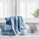 Nautica - Bath Towel Set, Cotton Bath, Hand & Washcloths, Plush, Absorbent & Quick-Dry, Striped Americana Decor, Set of 6, Oak Lake Blue