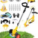 JarryStart Electric Weed Wacker, Foldable Cordless Weed Eater Battery Powered, 3-in-1 Stringless Lightweight Brush Cutter Grass Trimmer Lawn Tool with Adjustable Length for Garden and Yard (Yellow)