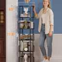 5 Tier Rotating Bookshelf Tower Round Black,62”Tall Standing Spinning Bookshelf Tower Anti-Tipping Design,Metal & Wood Revolving Bookcase Stackable Space Saving for Small Spaces,Study,Living Room