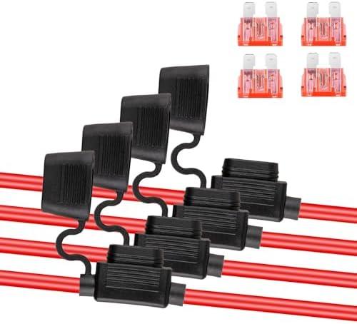 Beaiguna 3PCS 10 Gauge Inline Fuse Holder with 12V 40 AMP, Professional ATC Standard Car Automotive Marine Waterproof in Line Blade Fuse Holder