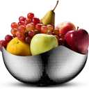 James Scott Large Serving Bowl - Hammered Stainless Steel Wave Bowl, 10-inch - Multipurpose for Bathroom, Kitchen, Dining - Fruit, Salad, Snacks, Accessories