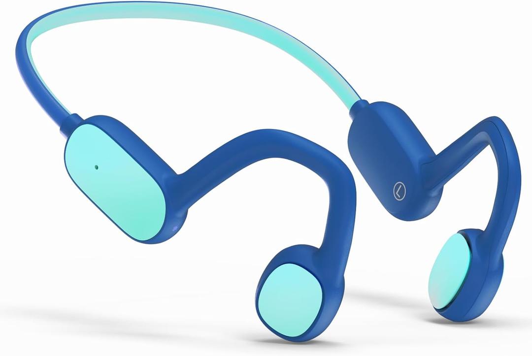 Mehomeli Kids Headphones, Bluetooth 5.2 Air Conduction Open Ear Headphones, 85dB Volume Limiting, Stereo Sound with Mic, IPX5 Waterproof, 20H Playtime, Perfect for School and Outdoor Activities-Blue