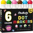 Chalkola 6 Washable Dot Markers for Toddlers 1-3 | Non Toxic Bingo Daubers for Toddlers 2-4 | Preschool, Kindergarten Paint Stamp Markers Set - Dot Art and Crafts Supplies for Kids