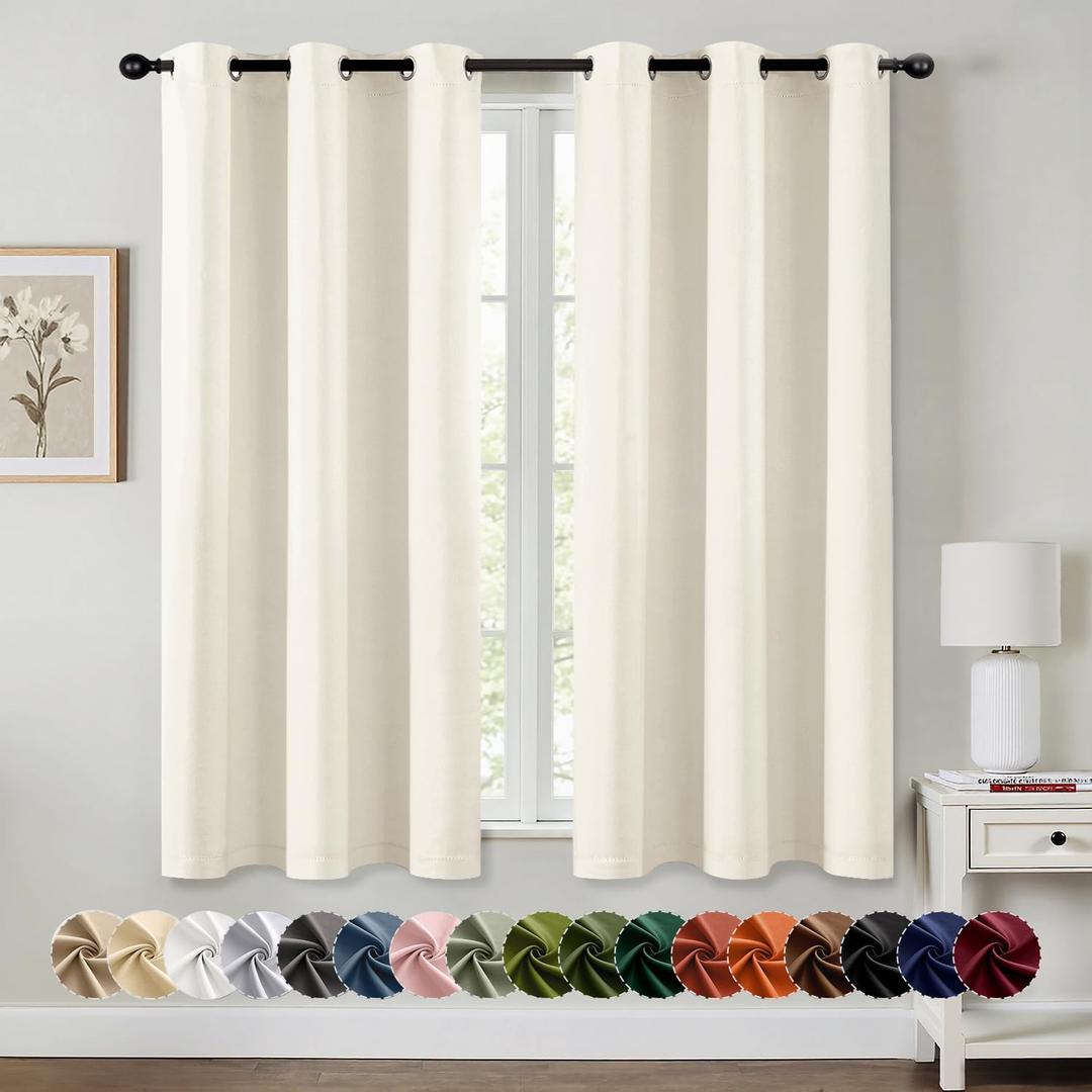 MIULEE Birch Blackout Curtains for Bedroom Living Room 63 Inches Long 2 Panels, Thermal Insulated Room Darkening Drapes Grommet Noise Reducing Light Blocking Window Treatments 40x63 Inch