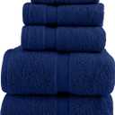 Lavish Home 6 Piece Towel Set - 550 GSM 100% Cotton Bathroom Accessories - 2 Bath Sheets, 2 Hand Towels, and 2 Wash Cloths - Soft and Absorbent Bathroom Set for Shower, Gym, Dorm, and Spa (Navy)